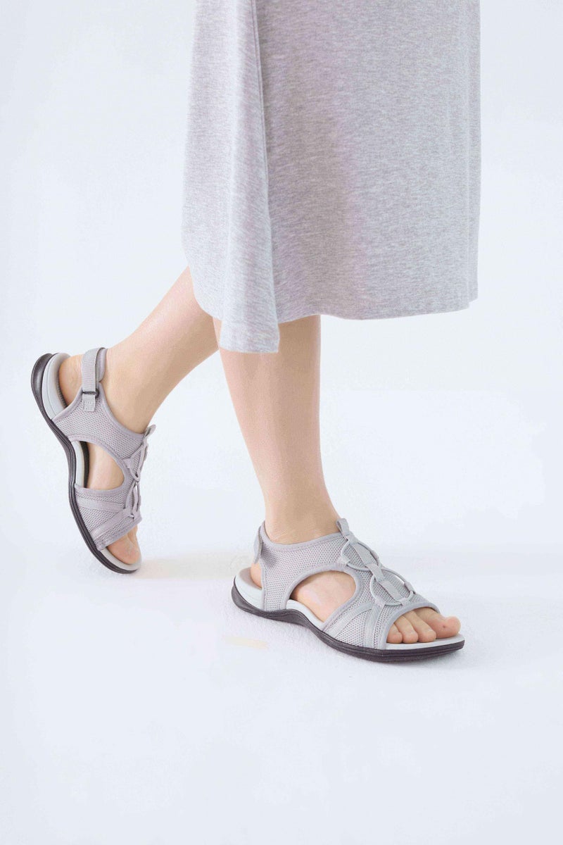 UBFEN Womens Hiking Sandals Comfortable Walking Sandals Summer Sport Breathable Arch Support Grey Women US 8.5 - Image 2