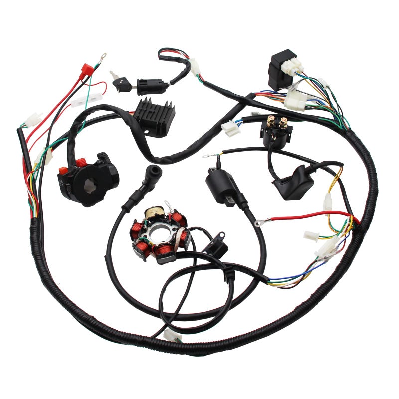 Full Electrics Stator Wiring Harness CDI Coil Solenoid for GY6 125cc 150cc ATV Quad Buggy Go Kart