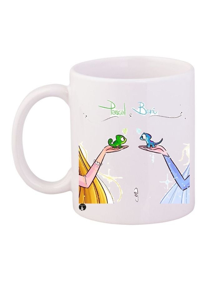 RYN Cartoon Printed Coffee Mug White/Blue/Yellow 11ounce