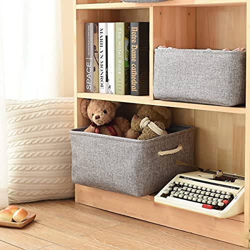 Sacyic Storage Basket Fabric Sturdy Canvas Storage Bins Organizer with Handles for Clothes and Storage Foldable Storage Boxes Cubes - Image 3