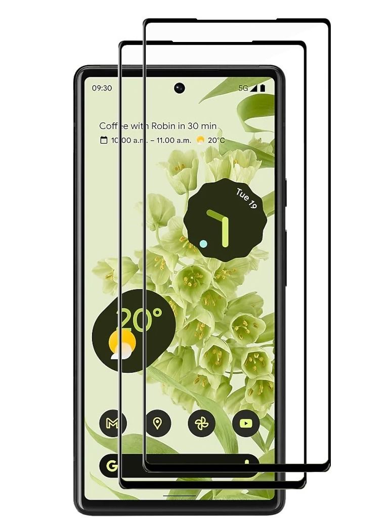 CATANES واقي شاشة من الزجاج المقوى عالي الدقة مكون من قطعتين لهاتف Google Pixel 6 (6.4 بوصة) - Image 1