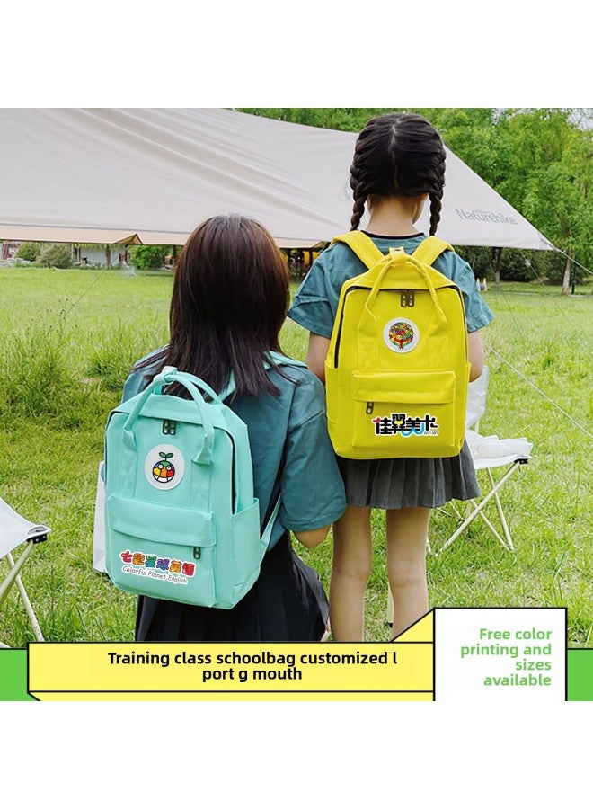Children's Schoolbag Custom Printed Logo Primary School Students Shoulder Bag Training Institutions Kindergarten Backpack Printed Pattern Gift-Color:Green-Size:Large  - Image 5