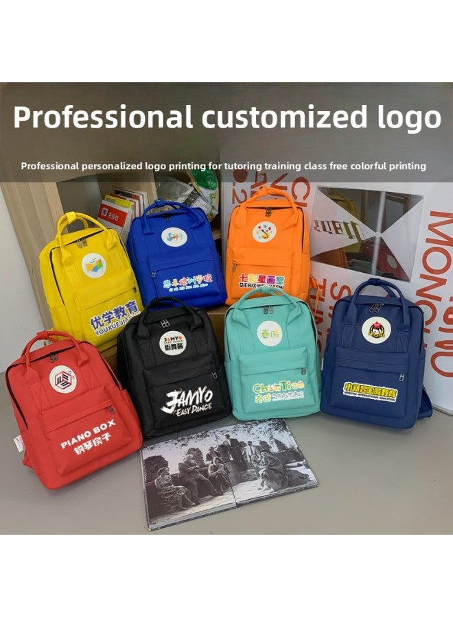 Children's Schoolbag Custom Printed Logo Primary School Students Shoulder Bag Training Institutions Kindergarten Backpack Printed Pattern Gift-Color:Green-Size:Large  - Image 2