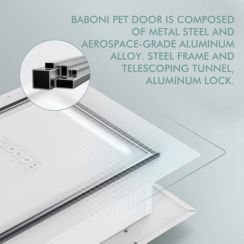 Baboni Pet Door for Wall,3-Flap,Steel Frame and Telescoping Tunnel, Aluminum Lock, Double Flap Dog Door and Cat Door, Strong and Durable (Pets Up to 100 Lb) -Large - Image 4