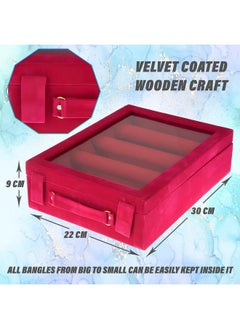 Kuber Industries Kuber Industries 4 Rod Bangle Box|Wooden Jewelry Box|Wedding Vanity Box|Velvet Coated Wedding Bracelet Organizer for Women & Girls (Pink)  - Image 3
