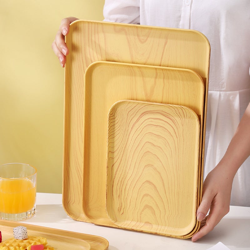 Light Luxury Plastic Oak Pattern Tray Household Tea Cup Wheat Plate Ins-Style Thickened Tray Water Tray - Image 2