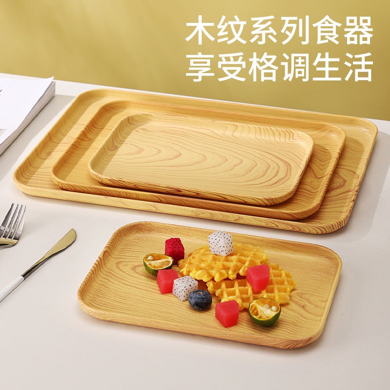Light Luxury Plastic Oak Pattern Tray Household Tea Cup Wheat Plate Ins-Style Thickened Tray Water Tray - Image 3