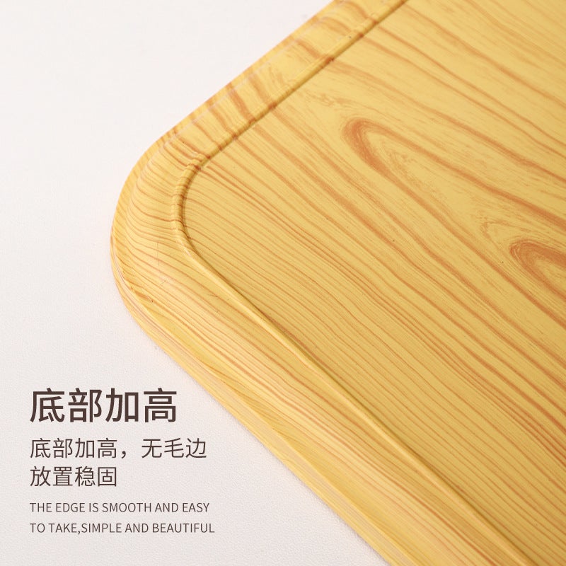 Light Luxury Plastic Oak Pattern Tray Household Tea Cup Wheat Plate Ins-Style Thickened Tray Water Tray - Image 5