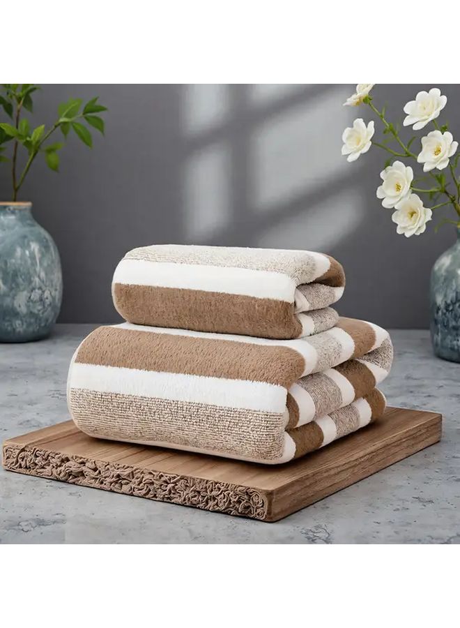 Quick Dry Striped Bath Towel 27.56x55.12 Inch Set for Travel Fitness - Image 1
