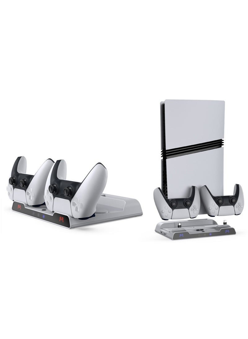 دوبي محطة تبريد PS5 مع قاعدة تبريد متعددة الوظائف لشحن وحدة التحكم المزدوجة لقاعدة تبريد متعددة الوظائف لجهاز PS5، PS5 Slim، PS5 Pro، ملحقات PS5 بما في ذلك شاحن وحدة التحكم، مروحة تبريد، ملحقات PlayStation 5 Slim تتضمن أضواء RGB وخطاف سماعة رأس، مروحة صامتة 3 مستويات، 4 شاحن بواسطة محول من النوع C - Image 3