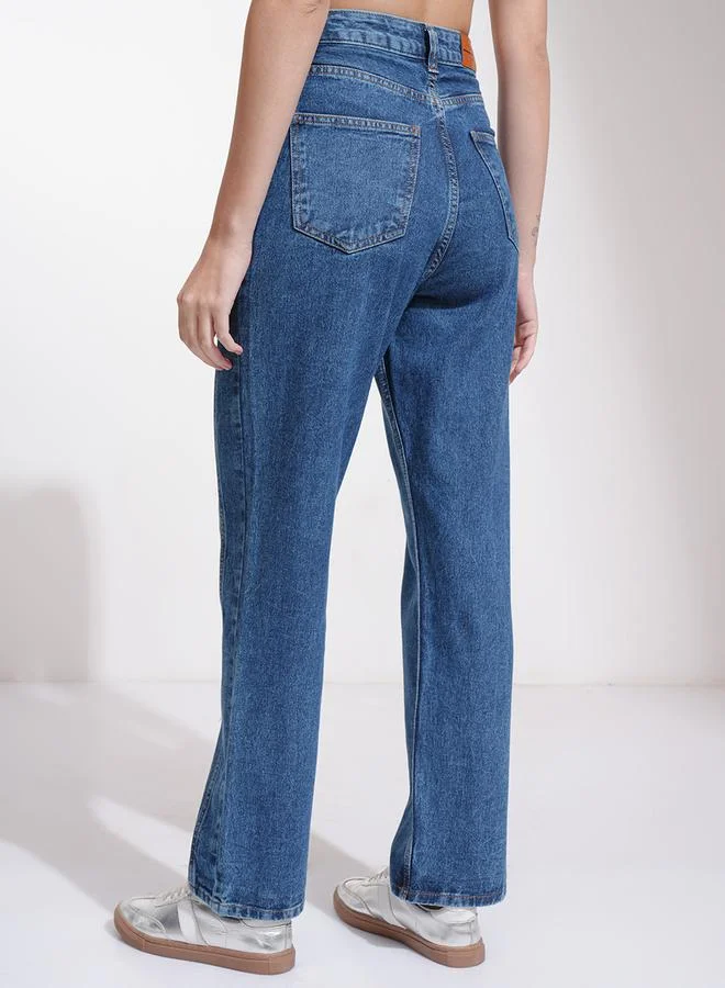 Tokyo Talkies Tokyo Talkies Mid-Rise Straight Fit Faded Jeans