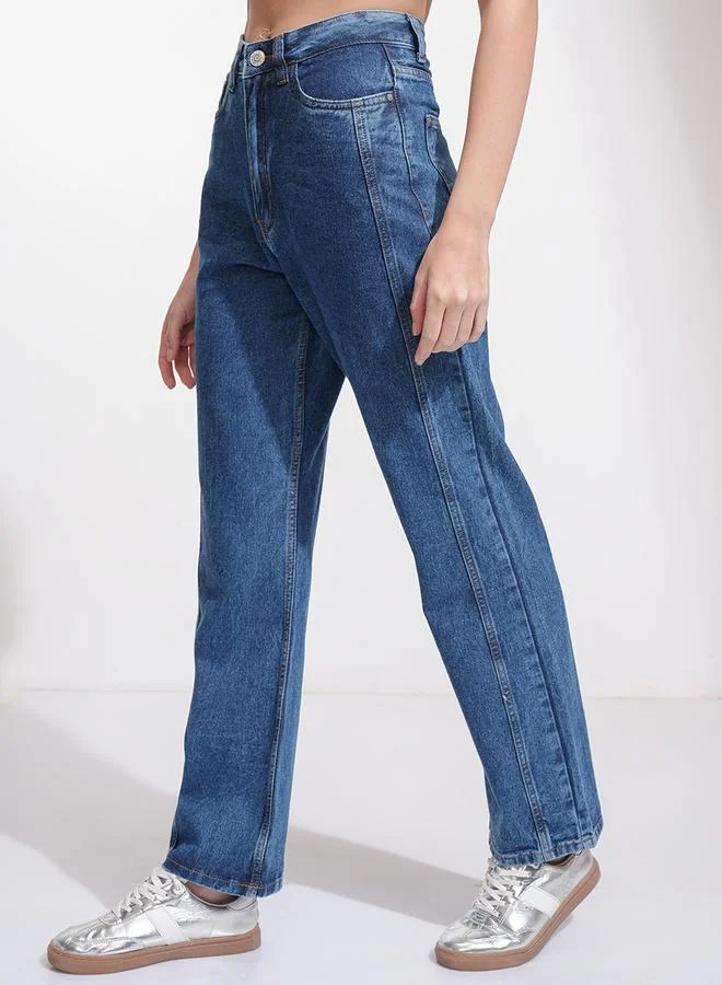 Tokyo Talkies Tokyo Talkies Mid-Rise Straight Fit Faded Jeans
