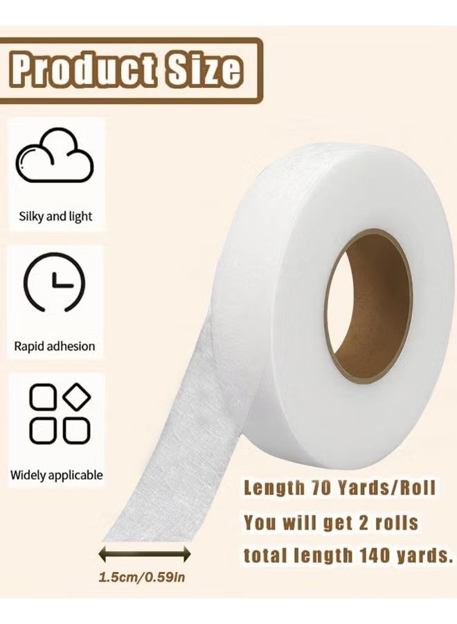 لفتان من شريط حياكة الحواف بالكي، شريط لاصق لتثبيت القماش بدون خياطة، مناسب للملابس والسراويل والفساتين والستائر ومشاريع الأقمشة اليدوية، 1 بوصة × 70 ياردة لكل لفة - Image 4