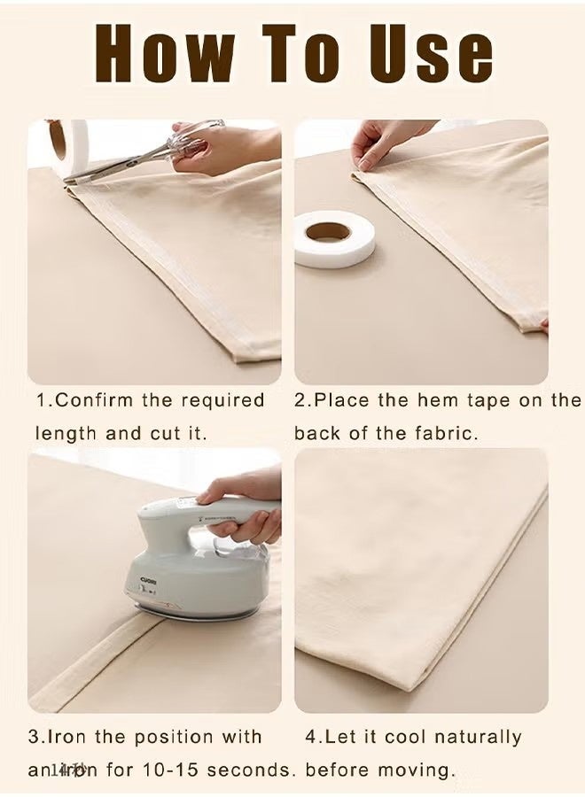 لفتان من شريط حياكة الحواف بالكي، شريط لاصق لتثبيت القماش بدون خياطة، مناسب للملابس والسراويل والفساتين والستائر ومشاريع الأقمشة اليدوية، 1 بوصة × 70 ياردة لكل لفة - Image 3