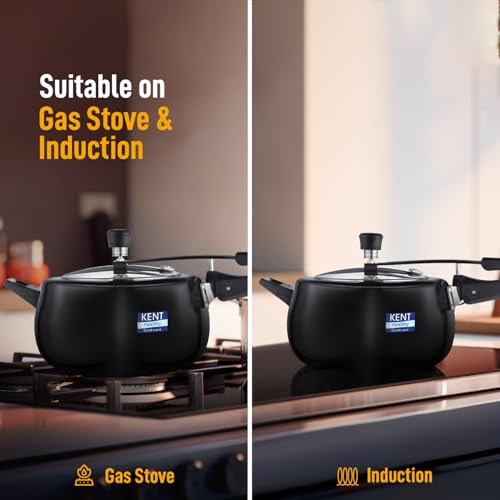 KENT Hard Anodised Cooker With SS Inner Lid | 3 Litre | Suitable For Induction | 5 Years Brand Warranty | Black - Image 4