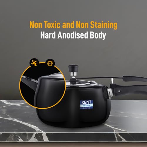 KENT Hard Anodised Cooker With SS Inner Lid | 3 Litre | Suitable For Induction | 5 Years Brand Warranty | Black - Image 3