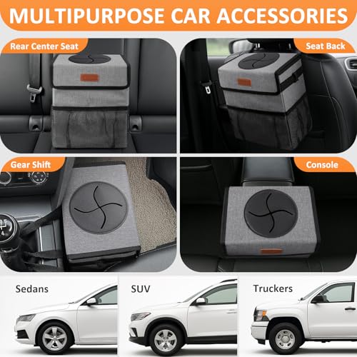 Vankor Car Trash Can for Car Cute, Bag Bin Hanging Waterproof Automotive Garbage Cans Leak Proof Vehicle Trash Can Grey - Image 5