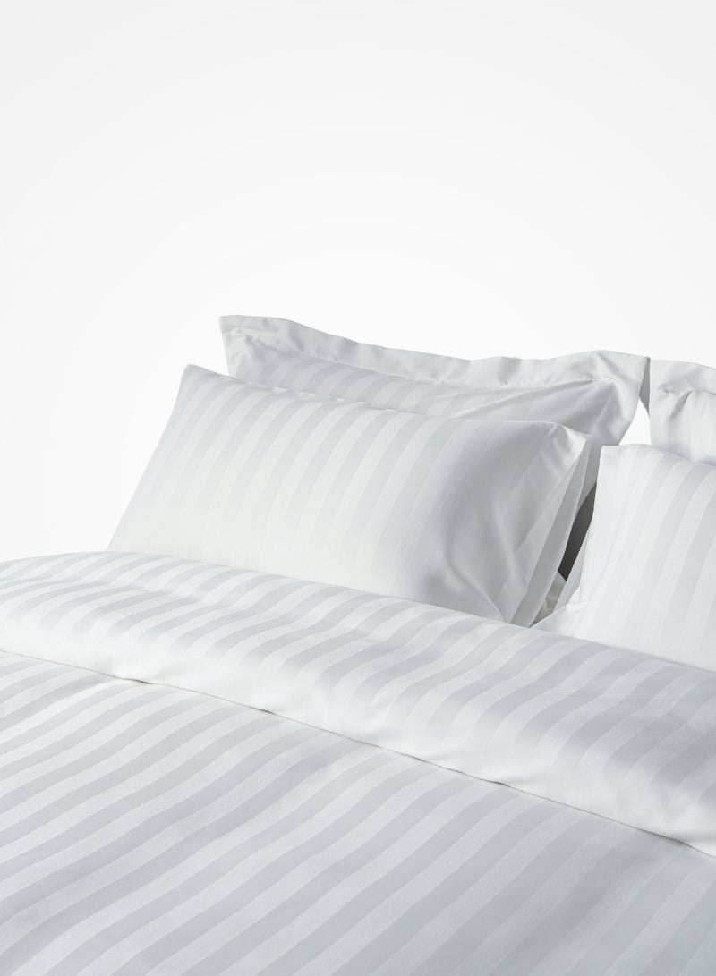 Master Home Textile Microfiber Hotel Duvet Cover Sets, Fits 200 cm x 200 cm Size Bed,  6 Pcs King Size, Hotel Stripe Pattern - Image 1