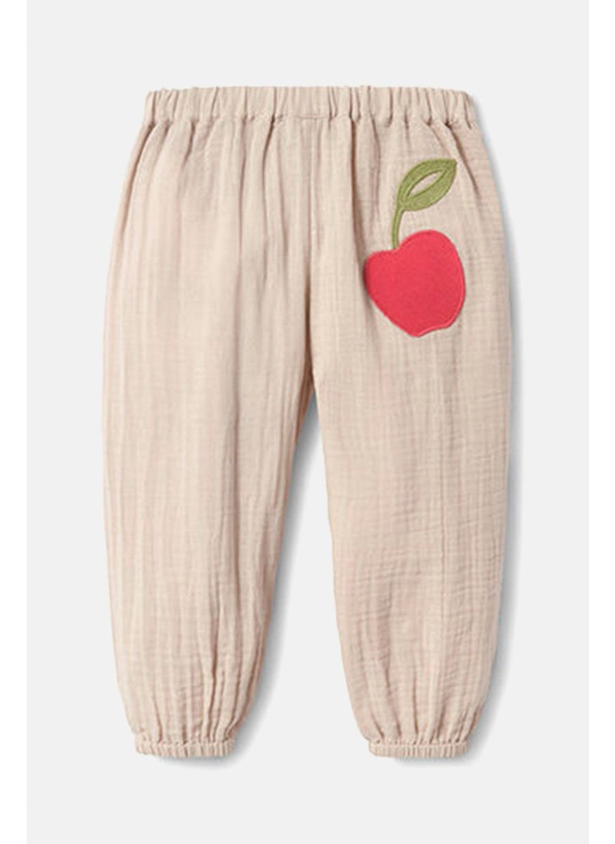 Tchibo Toddlers Girl Organic Cotton Slip On Trousers, Beige  - Image 2