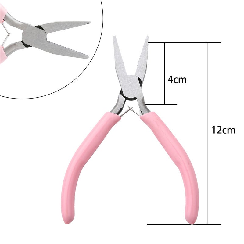Handmade DIY Tool Pliers Multifunctional Punching Pliers Jewelry Toothless Pointed Nose Pliers Oblique Wire Cutting Pliers Hardware Tools #24 powder handle flat pliers (no teeth) 1 pc/bag 