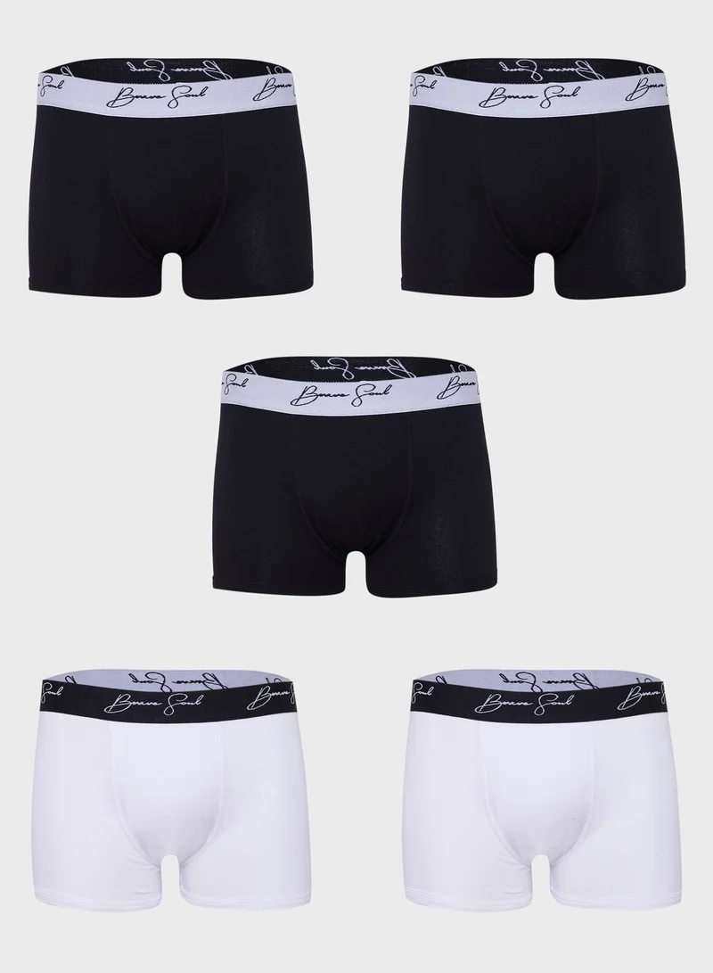 BRAVE SOUL Brave_Soul Mens 5X Pack Boxer Short With Elasticated Waist Ba
