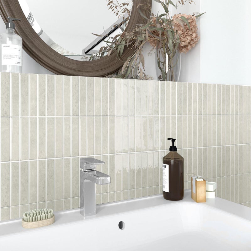 Alwayspon 10 Sheets 12x12inch Beige 3D Vinyl Backsplash Tiles, Self-Adhesive Peel and Stick Wall Tile Stickers Stick on Subway Tiles for Kitchen Bathroom Wall - Image 1