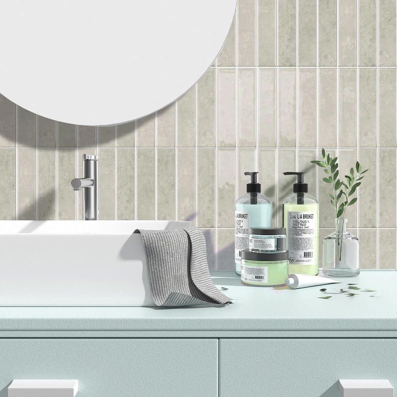 Alwayspon 10 Sheets 12x12inch Beige 3D Vinyl Backsplash Tiles, Self-Adhesive Peel and Stick Wall Tile Stickers Stick on Subway Tiles for Kitchen Bathroom Wall - Image 2