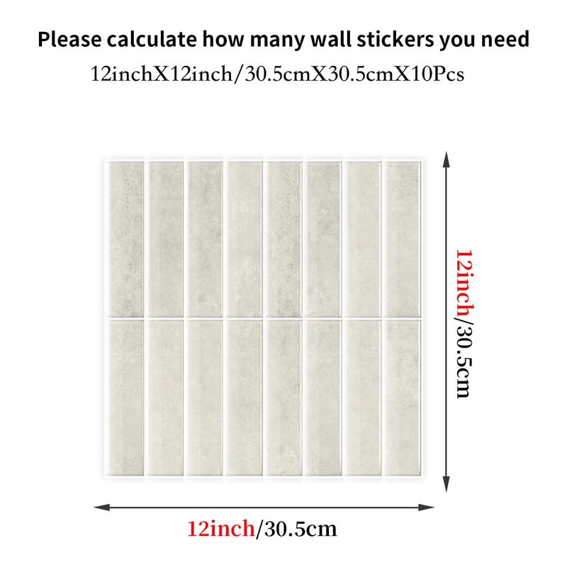 Alwayspon 10 Sheets 12x12inch Beige 3D Vinyl Backsplash Tiles, Self-Adhesive Peel and Stick Wall Tile Stickers Stick on Subway Tiles for Kitchen Bathroom Wall - Image 5