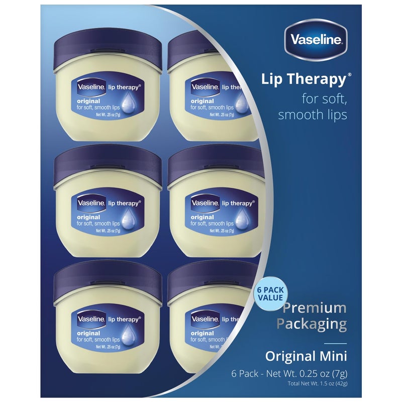 Vaseline Lip Therapy 6-Pack – Mini Lip Balm for Healing Dry Lips, Travel-Size Petroleum Jelly Lip Care, Premium Gift Set, 0.25 Oz Each - Image 1
