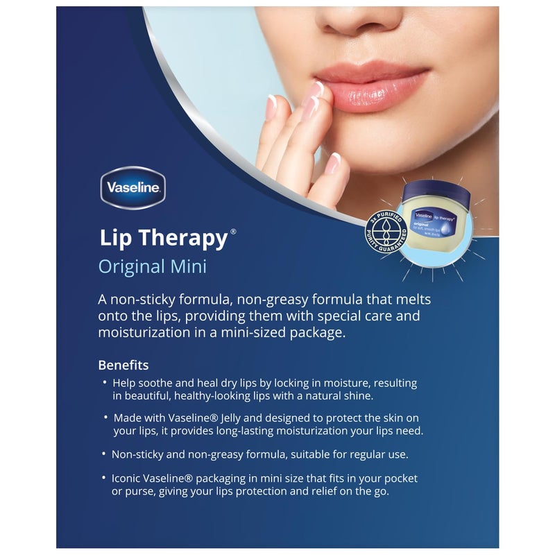 Vaseline Lip Therapy 6-Pack – Mini Lip Balm for Healing Dry Lips, Travel-Size Petroleum Jelly Lip Care, Premium Gift Set, 0.25 Oz Each - Image 2