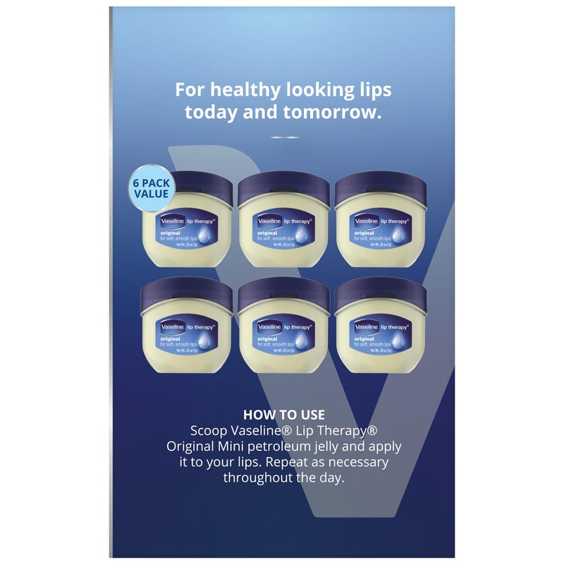 Vaseline Lip Therapy 6-Pack – Mini Lip Balm for Healing Dry Lips, Travel-Size Petroleum Jelly Lip Care, Premium Gift Set, 0.25 Oz Each - Image 3