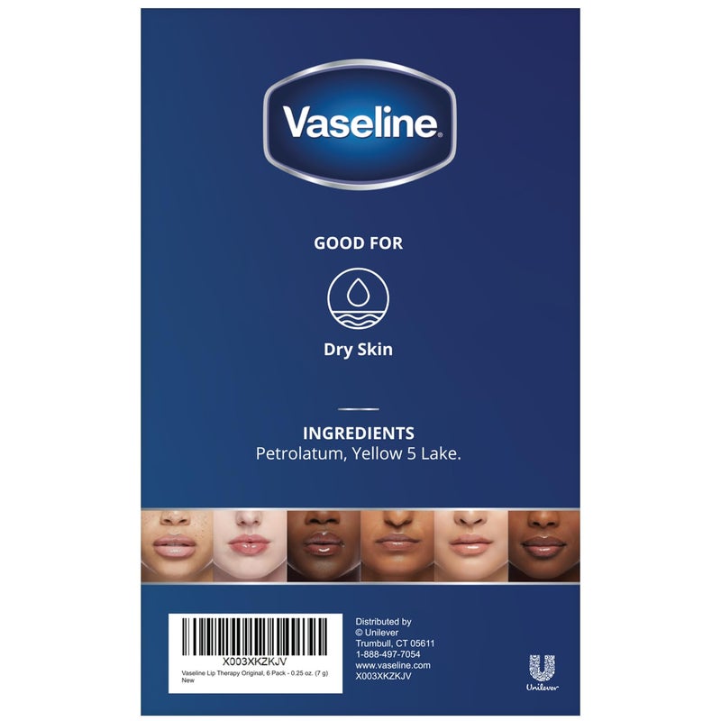 Vaseline Lip Therapy 6-Pack – Mini Lip Balm for Healing Dry Lips, Travel-Size Petroleum Jelly Lip Care, Premium Gift Set, 0.25 Oz Each - Image 5