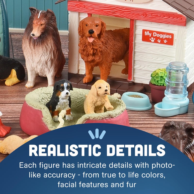 Constructive Playthings مجموعة ألعاب أكاديمية تدريب الكلاب للأطفال من CP Toys مكونة من 51 قطعة مع تماثيل كلاب بلاستيكية، ألعاب حيوانات للعب التخيلي مع كلاب وجروهات وإكسسوارات للأطفال من عمر 3 سنوات فما فوق، متعددة الألوان - Image 5