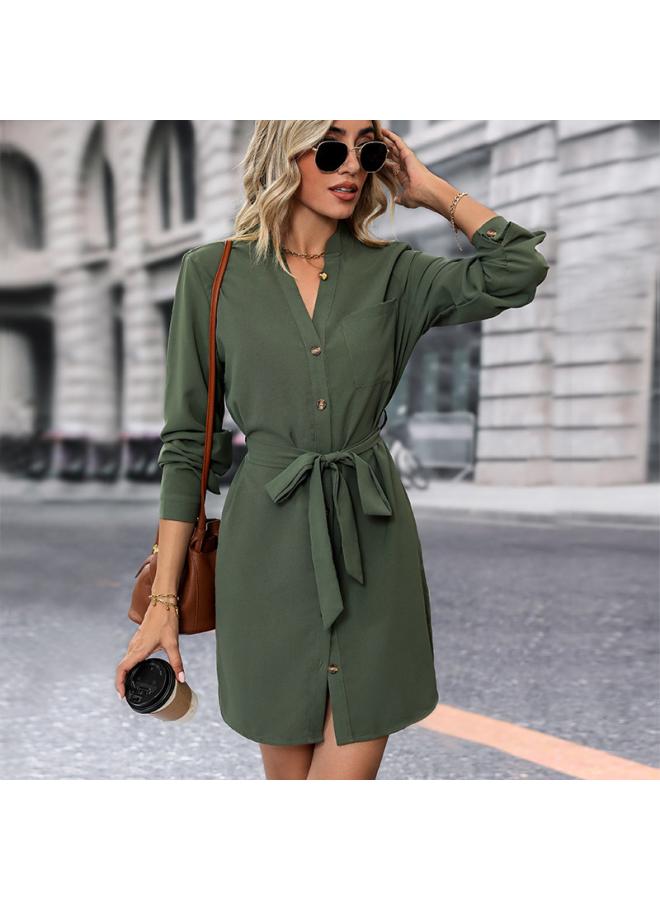 Shirt Skirt Autumn New European And American Women's Long Sleeve Lace Cardigan Dress
