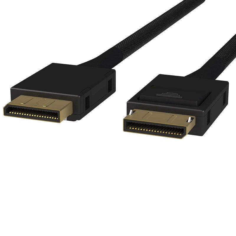 LINKUP - OCuLink PCIe Gen 4 SFF-8611 4i to OCuLink SFF-8611 SSD Data Active Cable w/Nylon Cable Jacket 75cm - Image 1