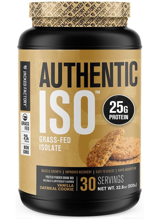 Anglicolor Authentic ISO Grass Fed Whey Protein Isolate Powder - Low Carb, Non-GMO Muscle Building Protein w/No Fillers, Mixes Perfectly, Vanilla Oatmeal Cookie - 2LB, 30 SV  - Image 1
