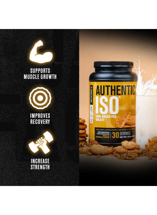 Anglicolor Authentic ISO Grass Fed Whey Protein Isolate Powder - Low Carb, Non-GMO Muscle Building Protein w/No Fillers, Mixes Perfectly, Vanilla Oatmeal Cookie - 2LB, 30 SV  - Image 2