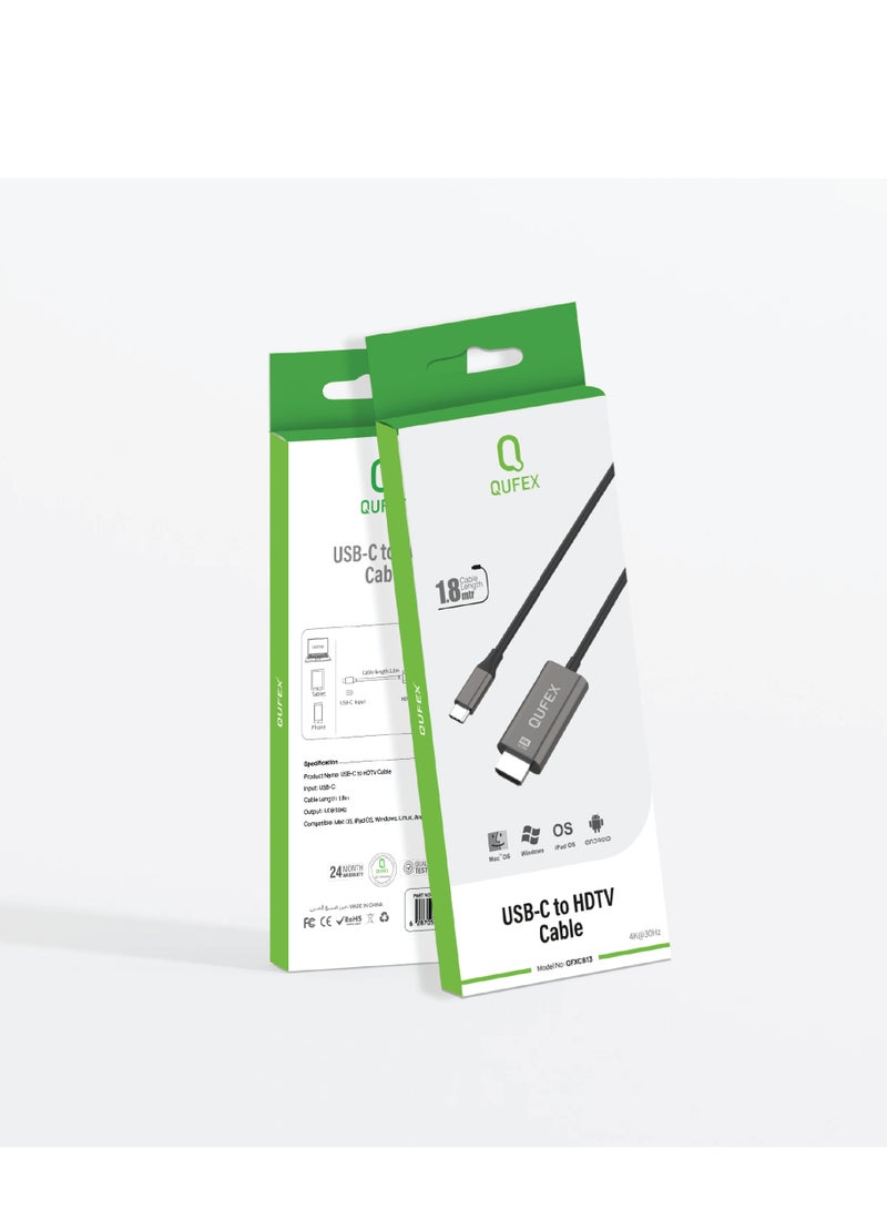 كيفكس USB-C TO HDTV CABLE 1.8MTR-BK - Image 2