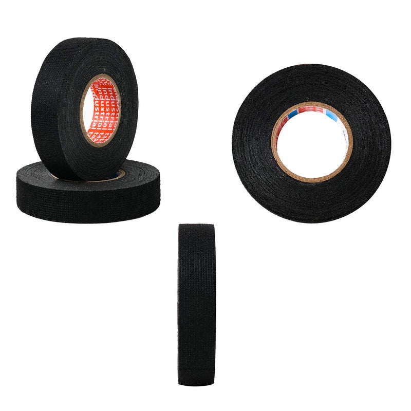 HSTECH 2 Rolls Width 1in Wire Loom Harness Tape, Speaker Wiring Harness Cloth Tape, Black Adhesive Fabric Tape, for Automobile Electrical Wire harnessing Noise Dampening Heat Proof （25mm X 15m） - Image 3