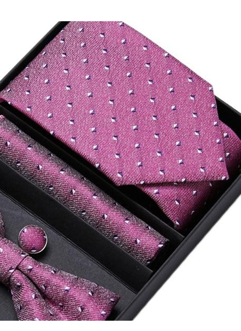 Generic 5 pcs high-end tie for men business professional formal tie bow tie cufflinks square scarf fashion accessories gift box  - Image 4
