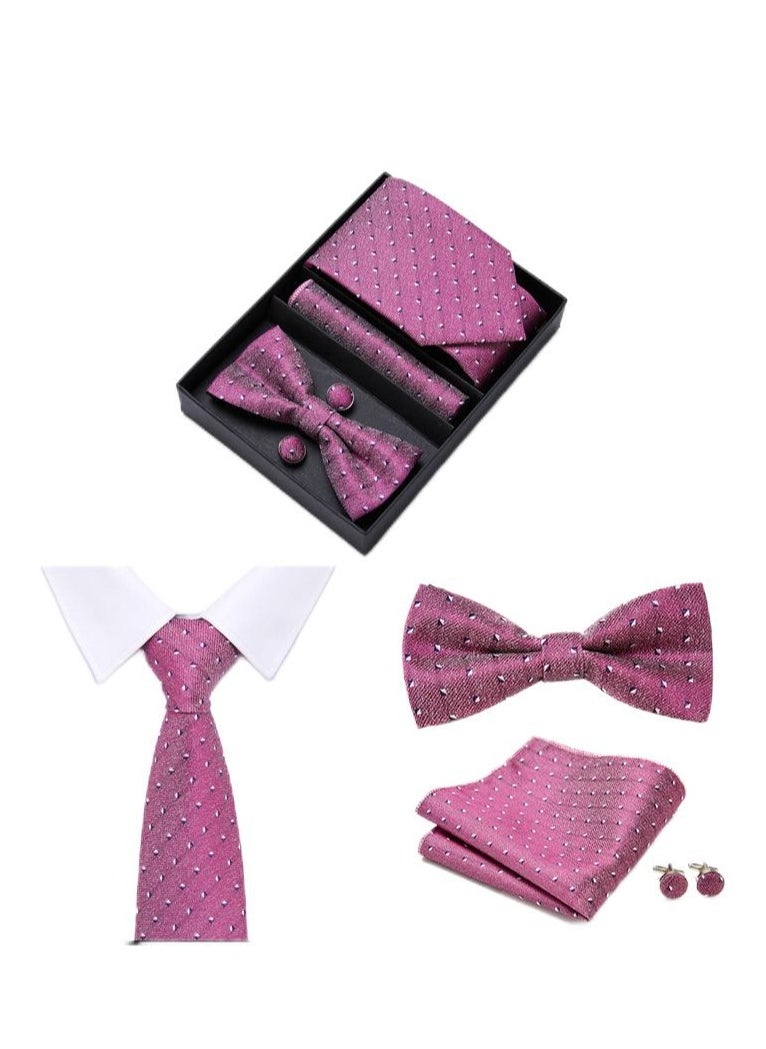 Generic 5 pcs high-end tie for men business professional formal tie bow tie cufflinks square scarf fashion accessories gift box  - Image 2