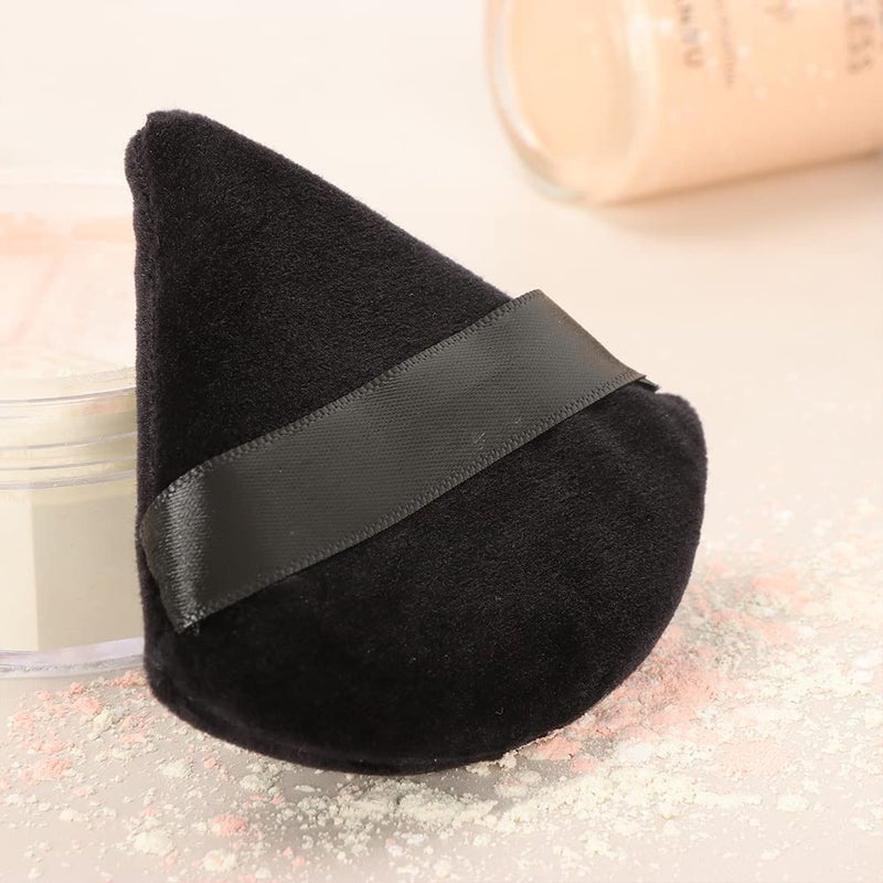Ocim 10Pcs Triangle Powder Puffs for Face Powder,Soft Velour Makeup Setting Powder Puff with Case,Black - Image 3