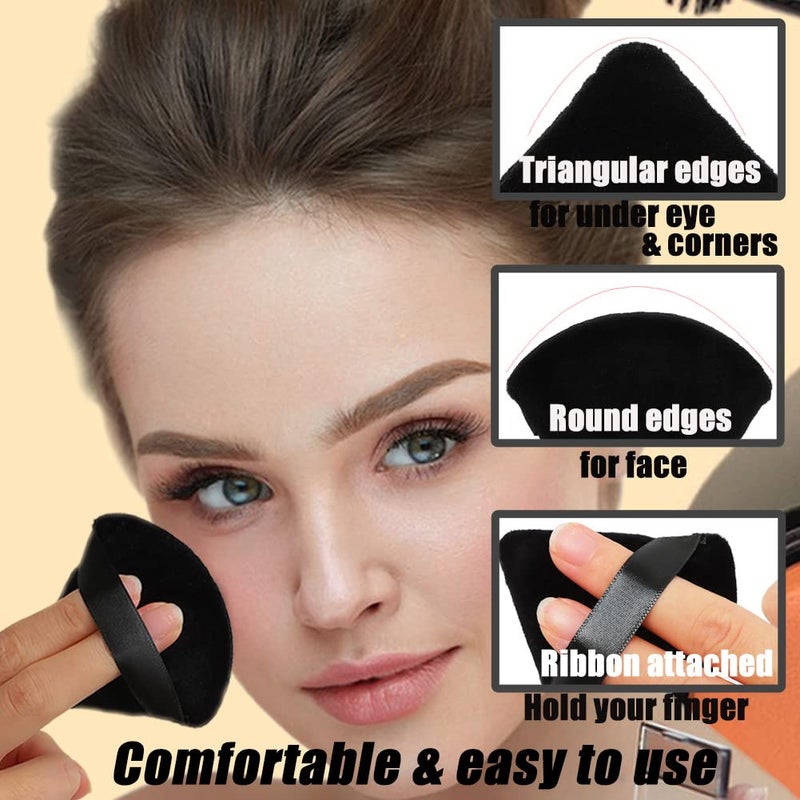 Ocim 10Pcs Triangle Powder Puffs for Face Powder,Soft Velour Makeup Setting Powder Puff with Case,Black - Image 4