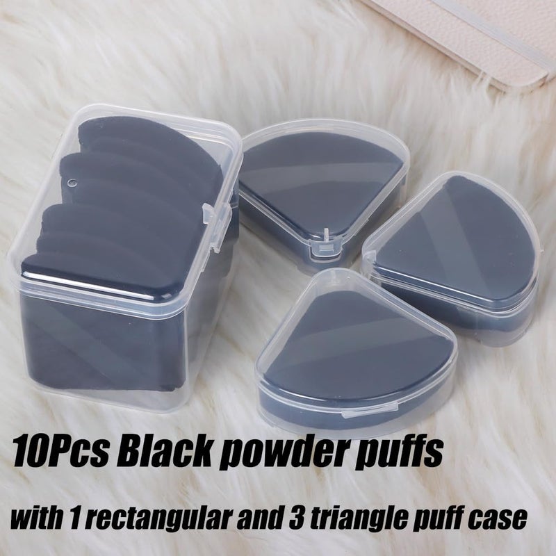 Ocim 10Pcs Triangle Powder Puffs for Face Powder,Soft Velour Makeup Setting Powder Puff with Case,Black - Image 2