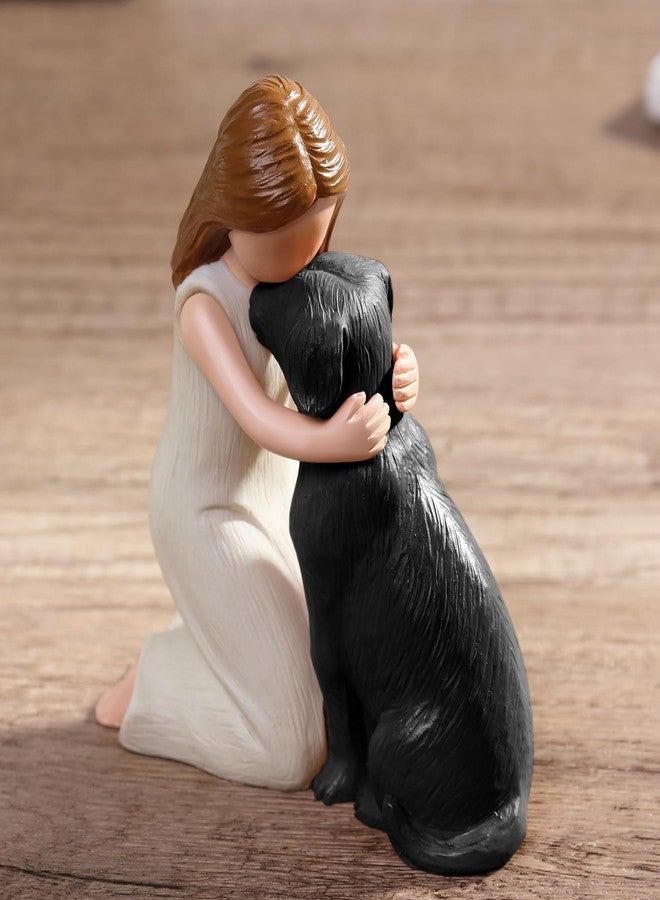 Hensonever Love My Black Dog Figurines Statues, Black Dog Angel Friendship Remembrance Gifts, Sculpted Hand-Painted Figures for Dog Lovers - Image 2