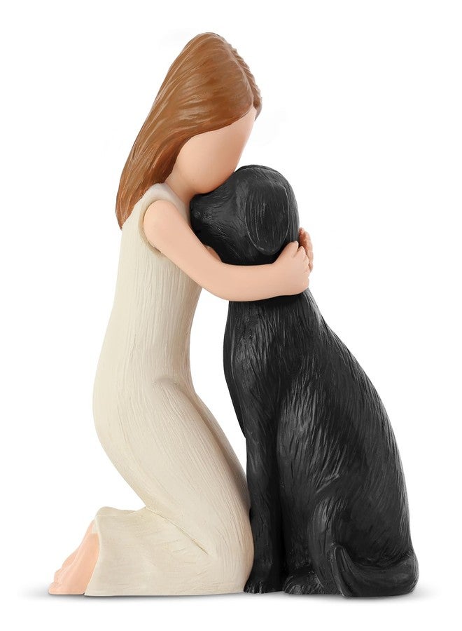 Hensonever Love My Black Dog Figurines Statues, Black Dog Angel Friendship Remembrance Gifts, Sculpted Hand-Painted Figures for Dog Lovers - Image 1