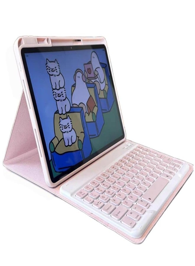 AnMengXinLing غطاء لوحة مفاتيح AnMengXinLing لجهاز iPad Air 11 بوصة (M3/M2)/ الجيل الخامس والرابع، غطاء لوحة مفاتيح مغناطيسي رفيع قابل للفصل مع حامل قلم لجهاز iPad Pro 11، وردي - Image 1