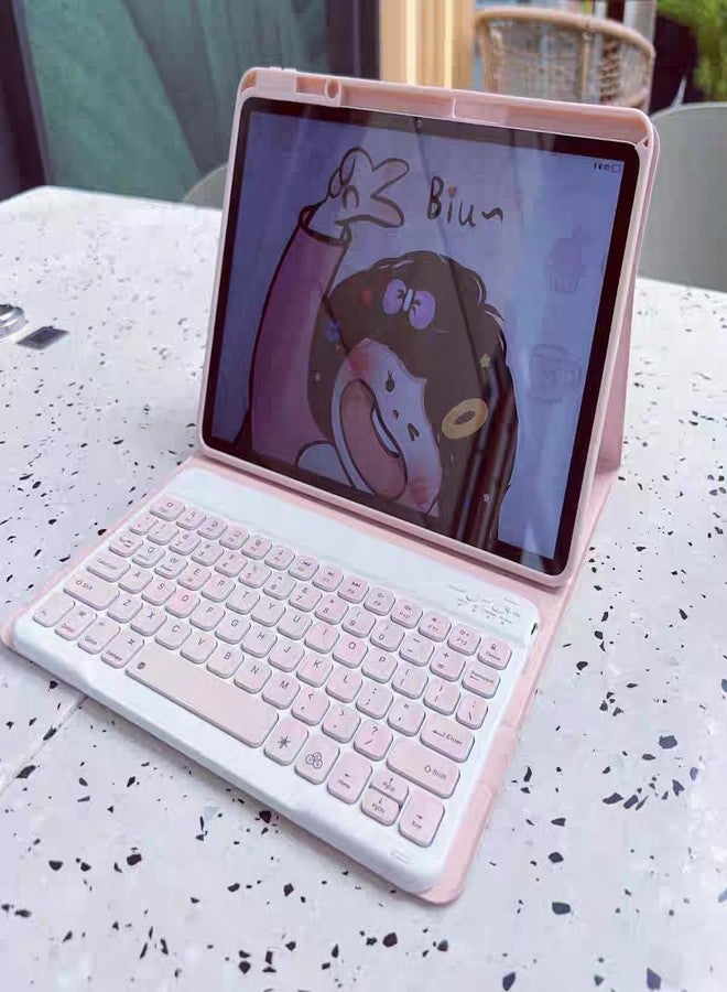 AnMengXinLing غطاء لوحة مفاتيح AnMengXinLing لجهاز iPad Air 11 بوصة (M3/M2)/ الجيل الخامس والرابع، غطاء لوحة مفاتيح مغناطيسي رفيع قابل للفصل مع حامل قلم لجهاز iPad Pro 11، وردي - Image 4