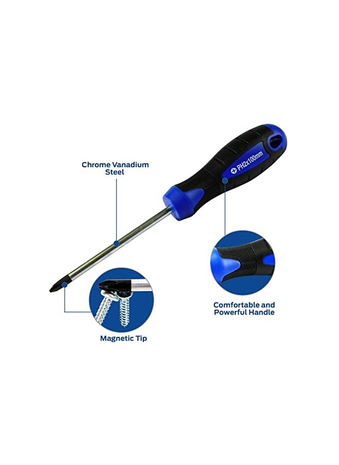 VTOOLS - Professional And Multi Purpose Portable Magnetic Phillips Screwdriver 2X38Mm Perfect For Office Home Use Blue 2X38Mm Vt2116 - Image 1