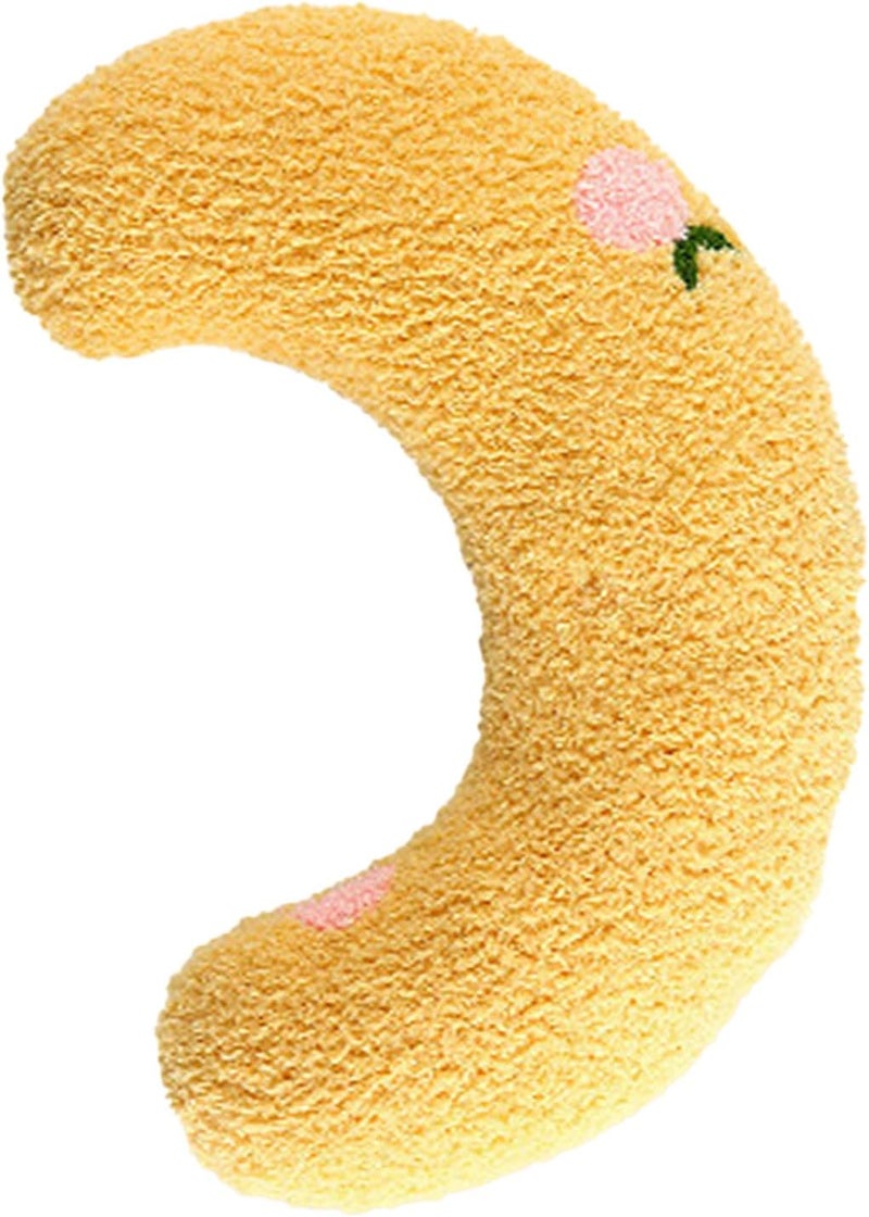 HEEPDD Plush Pet Pillow, Moon Shape Sleeping Mat for Dogs Cats with Pearl Cotton, Multifunctional Cushion for Pet Cervical Protection Home Decor (Light Yellow) - Image 5